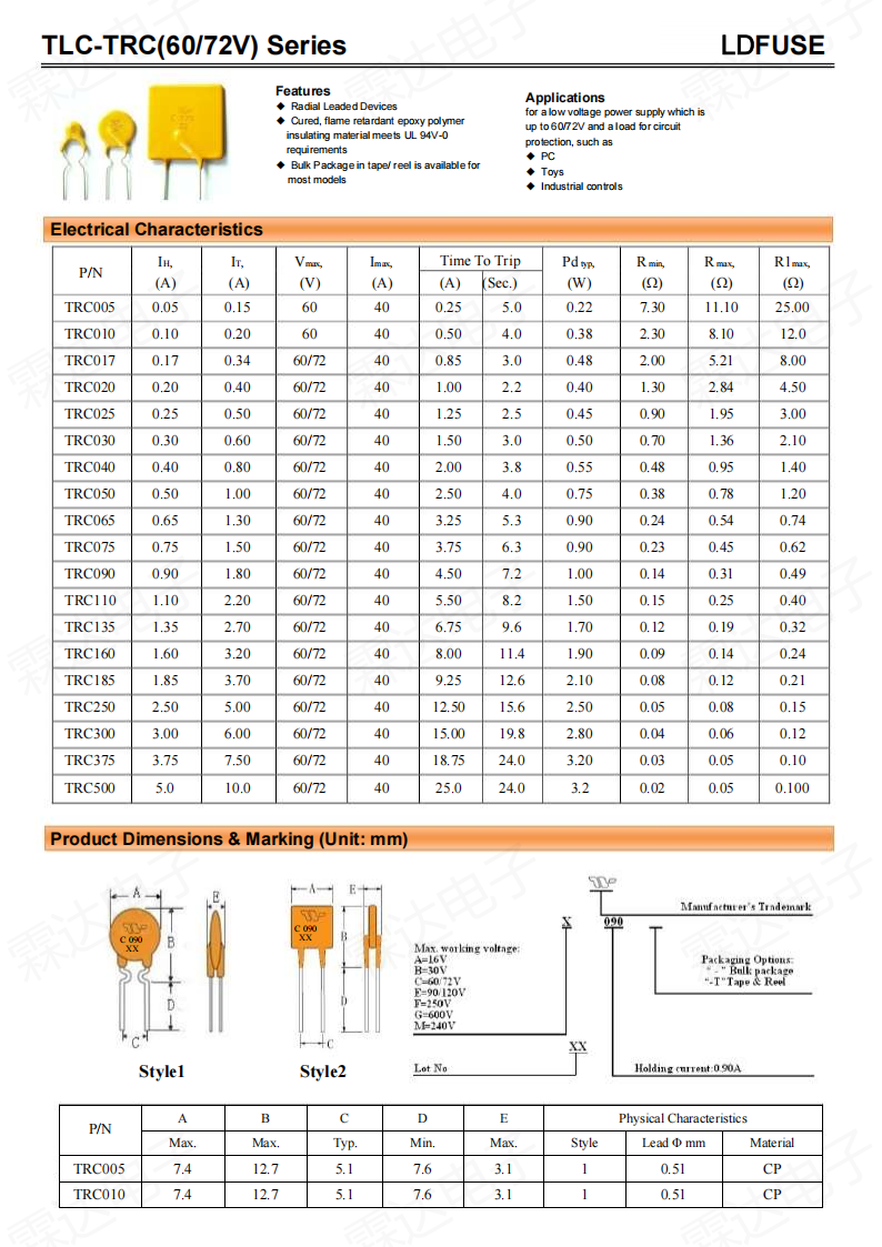 TRC自恢复插件保险丝60V 72V_00.png