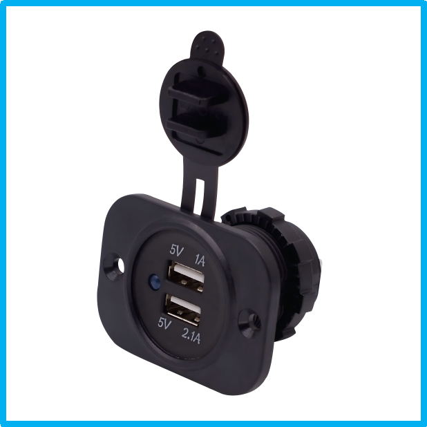 USB座一体带片蓝光2.1A