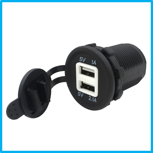 白芯蓝灯双USB充电器